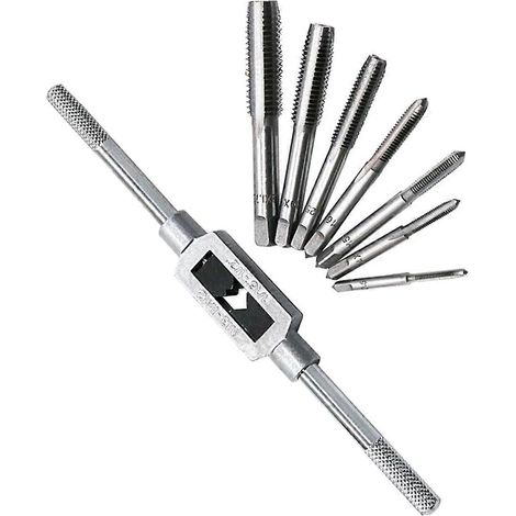 8-teiliges HSS-Handgewindebohrer-Schneideisen-Set, Gewindebohrer-Schlüssel 1/16-1/2 Zoll