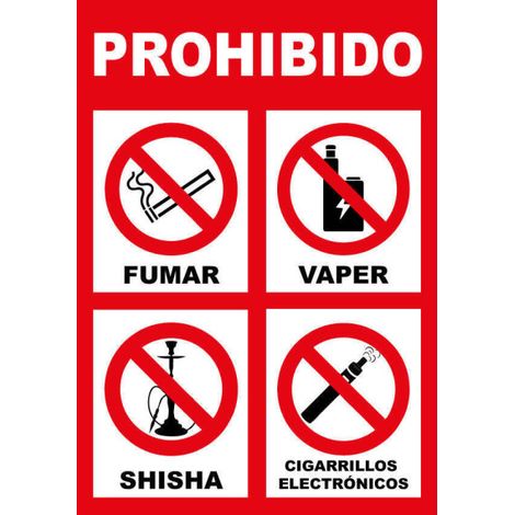 Señal de prohibido fumar, vaper, shisha y cigarrillos electrónicos SEKURECO 100 x 150 mm ADHESIVOS DE VINILO (1/2)