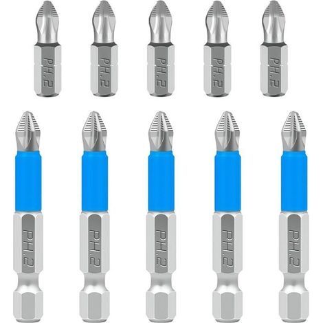Jeu d’embouts de tournevis magnétiques PH2 × 90 mm – 5 pièces, tige hexagonale 1/4", tête cruciforme, haute précision (1/4)