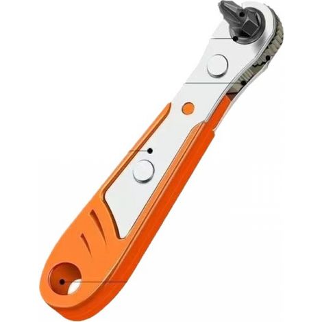 BEBUSINGOTO Mini clé à cliquet, tournevis magnétique Phillips à angle droit pour les espaces difficiles, avec mini cliquet réversible à décalage de couple élevé d'entraînement de 1/4 pouce (1/5)