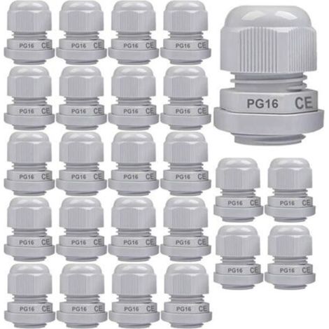 25pcs PG16 Cable Gland, IP68 Waterproof Plastic Cable Gland Gasket Adjustable 8.5-14mm with Rubber Seals, M22 1.5 Wire Connector, Wire Protector (White) (1/5)
