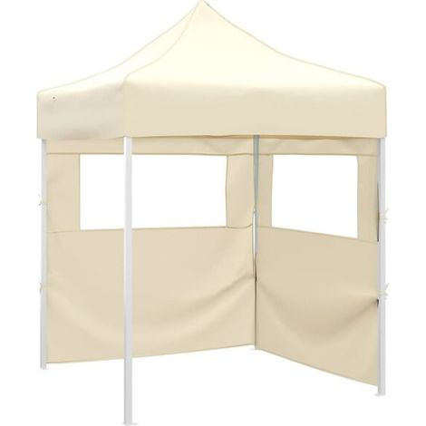 Tente de réception pliante double paroi, 2 x 2 mètres, acier, blanc cassé (1/5)