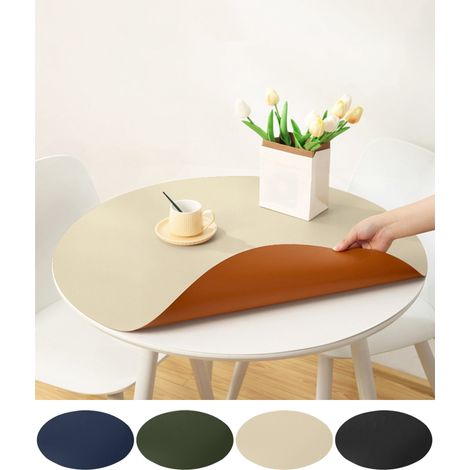 Tapis De Table Ronde - Cuir Synthétique Pu - Double Face - Imperméable Et Résistant À La Chaleur - 40 Cm - 1 Pièce (1/5)