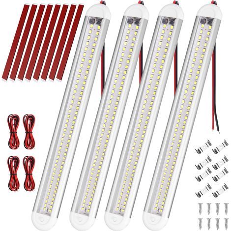 4-teiliges LED-Lichtleisten-Set mit 80 LEDs, 12 V, Ein-/Ausschalter, weißes Aluminium, für Auto und Wohnmobil (1/5)