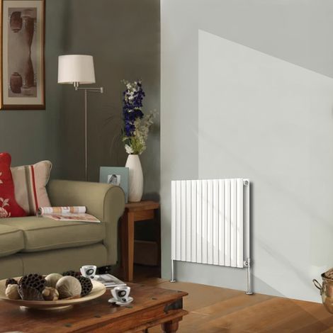 Designer Radiator 600x767mm Double Oval Column Horizontal White (1/5)