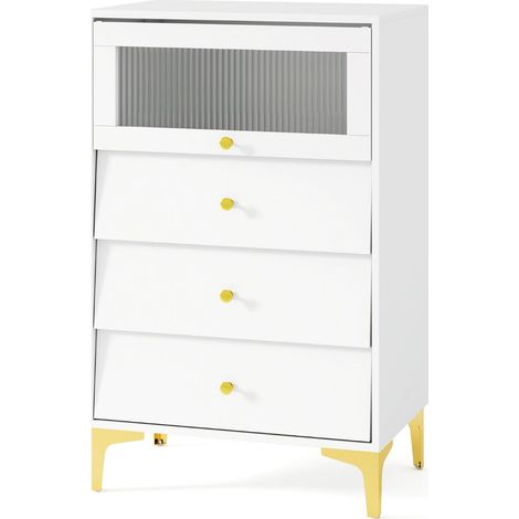 Cassettiera moderna 60 x 40 x 95,5 cm pratico spazio di archiviazione design elegante in legno ingegnerizzato bianco 200011538