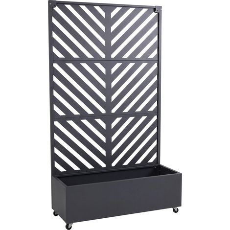Rankgitter mit Pflanzkasten HHG-038, Blumenkasten Pflanzkübel Spalier, Metall 186x108x41cm anthrazit (1/5)