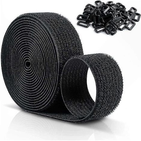Sangles de protection en nylon noir anti-rayures, 10 m x 20 mm, liens de câble réglables avec 50 boucles, solution réutilisable et découpable pour gestion de câbles (1/5)