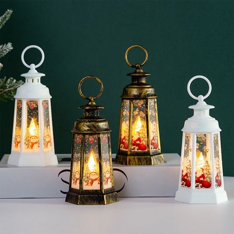 Lanterne De Noël - Lanterne Vintage À LED Avec Motif Père Noël - Pour Décoration De Table Ou Suspension - 14,8 X 6,5 X 6,5 Cm - 1 Pièce (1/5)