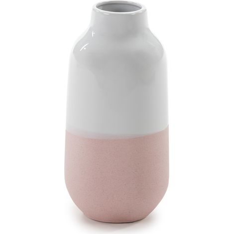 Jarron 15X15X30 Ceramica Blanco/Rosa