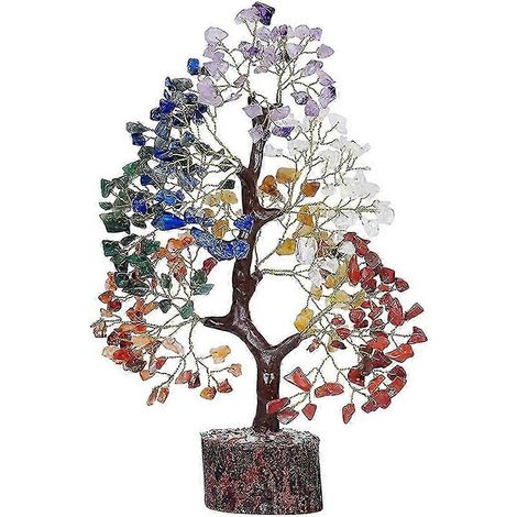 Arbre à bijoux en cristal, pierre et cristal de guérison. Hauteur : 28 cm, largeur : 18 cm. JNS (1/5)