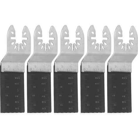 Set mit 5 universellen Mehrzweck-Oszillationssägeblättern mit Schnellwechselsystem, Bimetall-Säbelsäge für Holz und Kunststoff, 34 mm (1/5)
