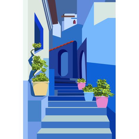 Tableau sur toile illustration escalier 45x65 cm - Impression sur Toile Murale Décorative - Image imprimée en HD sur Toile - Toile sur Châssis en Bois FSC - Fabriqué en France (1/5)
