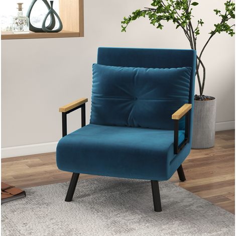 Fauteuil convertible 1 place dossier reglable bleu OKMYHOME (1/4)