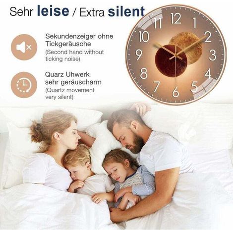 30cm Horloge Murale Design Moderne Silencieuse, Horloge Murale Mute Silencieuse Pendule Murale, Horloge Murale Digitale - Or Rose
