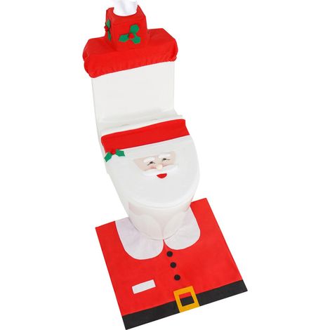 Toilettendeckel mit Weihnachtsmotiv, 3 Stück, waschbare Toiletten-Weihnachtsdekoration, Taschentuchbox, Weihnachtsdekoration für Zuhause, Badezimmer, Dekoration