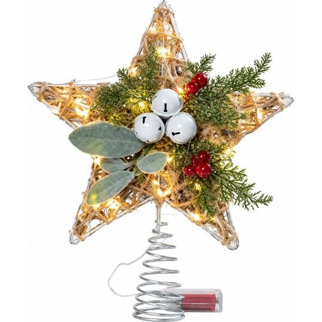 Décoration de sapin de Noël lumineuse vintage avec clochette, idéale pour décorer une fenêtre ou une table. (1/5)