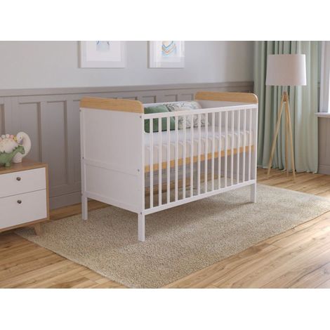 Lit Bebe Evolutif Avec Matelas - Lit Bebe Set Complet 120x60 cm Bois,Pin-Blanc convertible