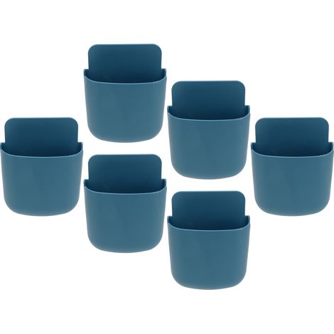Ensemble de 6 supports muraux pour télécommandes et boîtes de rangement pour téléphones, idéal pour la maison, la table de chevet ou l'école (bleu). (1/5)