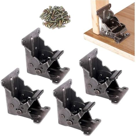 Set of 4 lockable hinges for folding table supports, heavy-duty folding supports, 90-degree self-locking folding hinge (1/5)