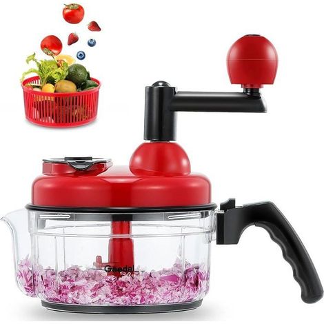 Hachoir manuel, coupe-aliments facile ,mixeur, hachoir à oignons rotatif pour l'ail, la salade, la salsa, les noix, la viande (1/5)