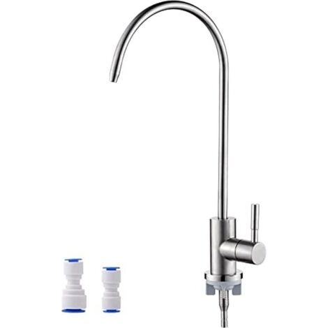 M22301A, Kitchen Faucet for Drinking Water, Stainless Steel Kitchen Faucet, 360° Swivel, Reverse Osmosis Faucet with 2 Adapters, Lead-Free, Brushed Nickel (1/5)