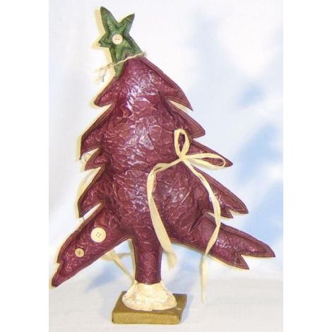 Albero di Natale di carta verde su base di legno, 35 cm (1/2)