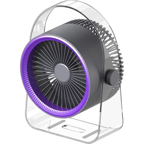 Ventilateur de bureau portable, ventilateur turbo avec télécommande à 3 vitesses et minuterie, ventilateur de table USB avec lumière ambiante, ventilateur de circulation d'air mural avec