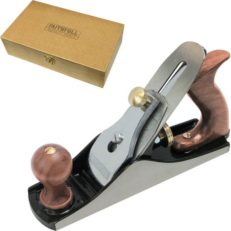 Pialla da finitura Faithfull n. 4 in scatola di legno – Pialla manuale in ghisa lavorata con precisione per legno duro e tenero, finitura superficiale, ebanisteria e falegnameria in generale