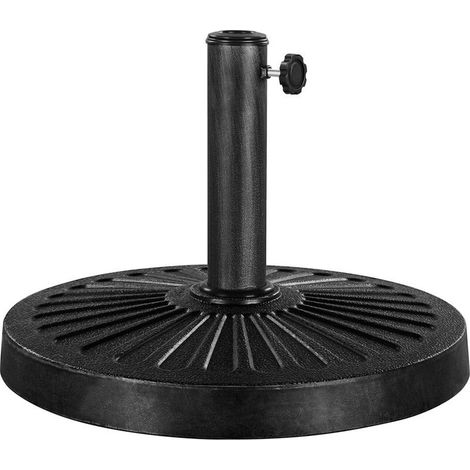 Yaheetech Pied de Parasol Rond 14 kg Socle de Parasol en Résine et Métal Ø46x34 cm Accessoire d'extérieur pour Terrasse Piscine Patio Jardin Restaurant Noir (1/5)