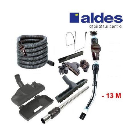 Set ALDES 8 accessoires + 1 flexible avec poignée standard chromée remplace la poignée de commande pneumatique ALDES 11070062 avec douille de démarrage et vanne d’arrêt - longueur au choix - 13m