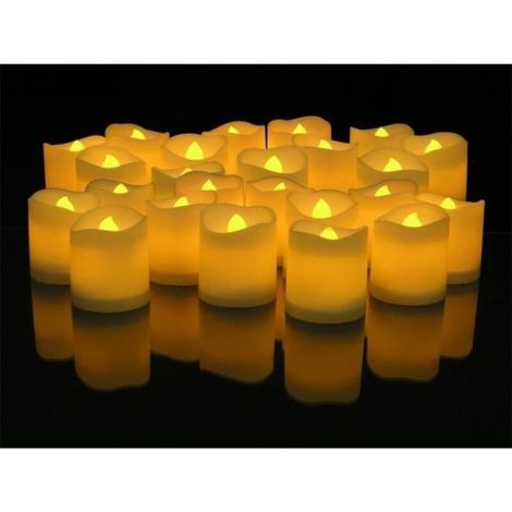 Set of 24 Flameless LED Candles, Yellow Light, for Bedroom, Garden, Party, and Christmas Decoration (1/4)