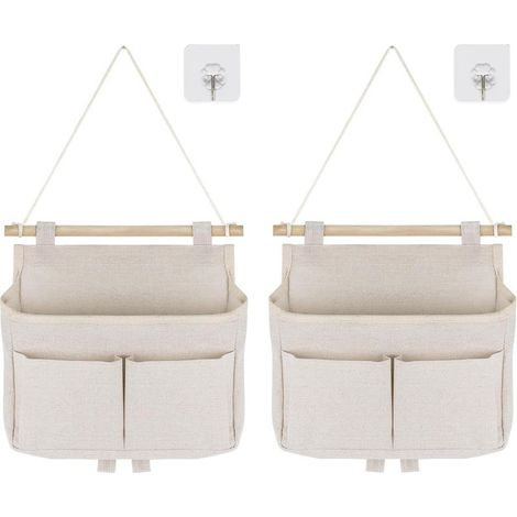 Sac De Rangement Mural, 2 Sacs Rangement Suspendu, Convient Aux Maisons, Bureaux, Magasins Et Caravanes (Beige) (1/5)