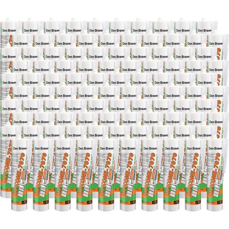 Lot de 100 mastic silicone neutre bâtiment 7070 Plus blanc 300ml – Excellente adhérence matériaux – Élasticité permanente – Joint durable – Den Braven (1/2)