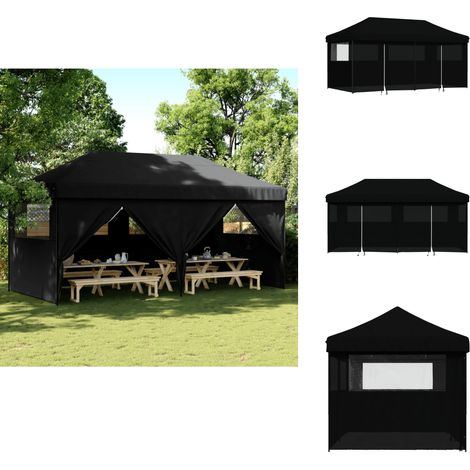 Tente de réception pliable escamotable 4 parois latérales noir - Tente De Réception - Abri Extérieur - Gazebo - Structure Extérieure - Événement En Plein Air (1/5)