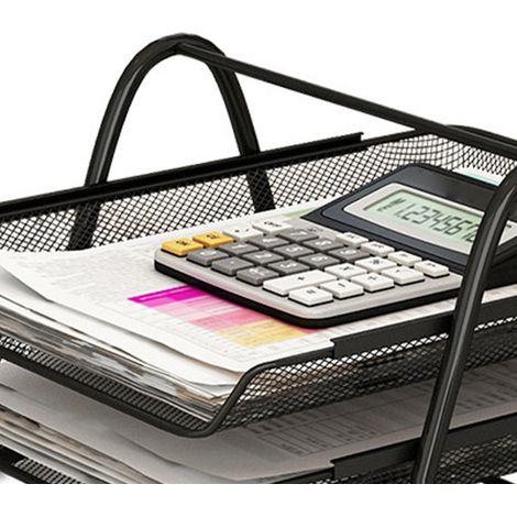 Étagère à dossiers en fer forgé, étagère à documents, étagère à plusieurs niveaux, porte-documents de bureau, étagère grillagée à trois ou quatre niveaux, étagère à deux niveaux (1/5)