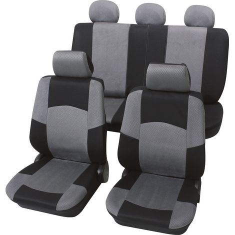 Petex 24274918 Classic Sitzbezug 17teilig Polyester Schwarz, Grau Fahrersitz, Beifahrersitz, Rücksit