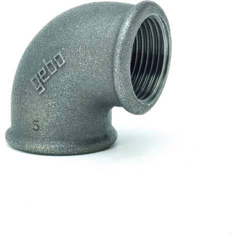 Gebo Fittings Winkel 2JS 90 Grad 2 1/2", I/I, Temperguss, Schwarz, 90-10S