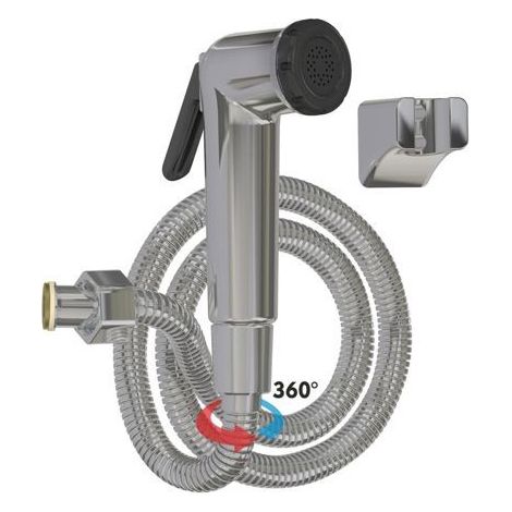 Douchette hygiénique - 3029 - Chromée - Flexible inox 120cm - Tête rotative 360° (1/2)