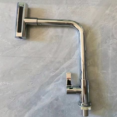 Export-oriented waterfall faucet, kitchen hot and cold water faucet with four settings, suitable for sinks and balconies, rotating hot and cold water faucet - stainless steel single cold water electro