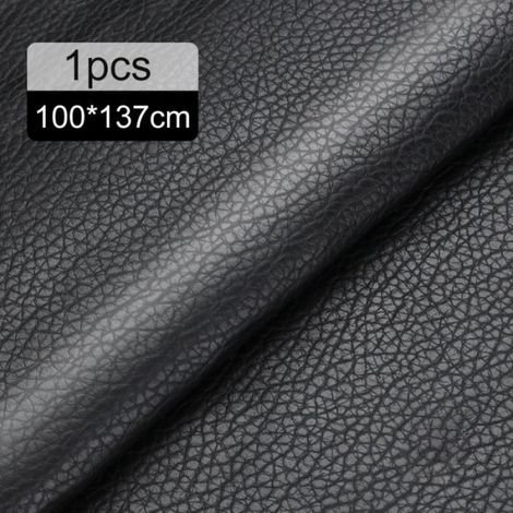 Patch Cuir Autocollant - 100 x 137 cm - Réparation Sièges Auto Canapés Bateau Chaises - Cuir PU Noir (1/4)