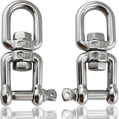 Lntyq M8-2 pièces Manille De Levage, Manille Inox ,Anneau Pivotant œIl à œIl, pour Chaise Suspendue, Sac de Sable, Industrie, Voyages, Pêche, Outils D'alpinisme