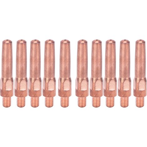 Lot de 10 buses conductrices M6 pour torche de soudage, embouts de contact de rechange, 8,8 x 45 x 1,2 mm