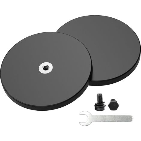Lot de 2 aimants puissants en caoutchouc antidérapants - Diamètre : 88 mm Force d'adhérence : 55 KG - Base de montage magnétique pour bandes lumineuses et miroirs supplémentaires pour (1/5)