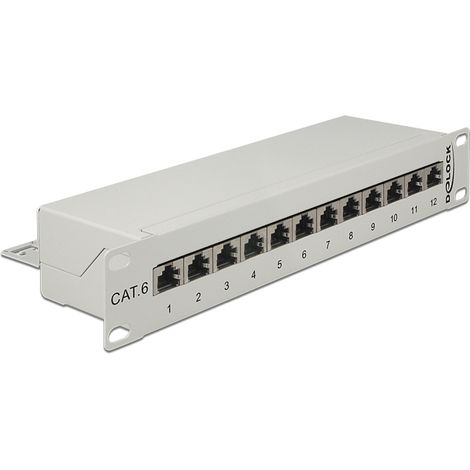 10 patchpanel 12 port cat.6 grau delock
