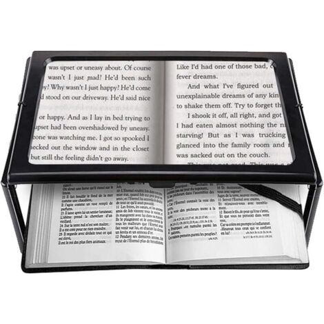 A4 Pleine Page Loupe de Lecture Loupe Sur Pied Rectangulaire Mains Libres avec 4 LED Lampe Lentille de Grossissement 3X pour Lire pour les Personnes âgées Les Aînés et Les Malvoyants de (1/5)