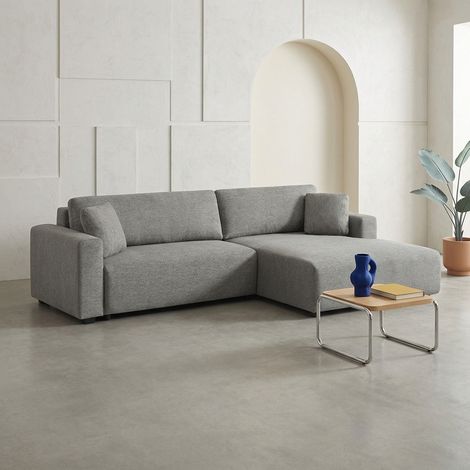 Canapé d'angle droit convertible 3 places tissu avec coffre - Wide Tissu Gris foncé (1/5)