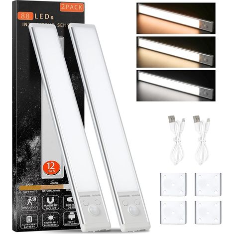 Suruid 30 cm Rechargeable LED Kitchen Under Cabinet Light with 88 LEDs 3M Magnetic Fixing Stepless Dimmable Warm White Natural Cool White (1/5)