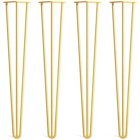 4 Stück 20 cm (Gold) DIY Haarnadelbeine für Tisch-/Stuhlbeine mit 20 Schrauben + 4 Fußschonern