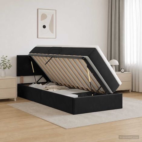 Cama con almacenamiento Negro 90 x 200 cm Terciopelo (1/5)